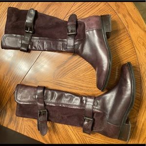Cole Haan brown leather & stretch suede boots